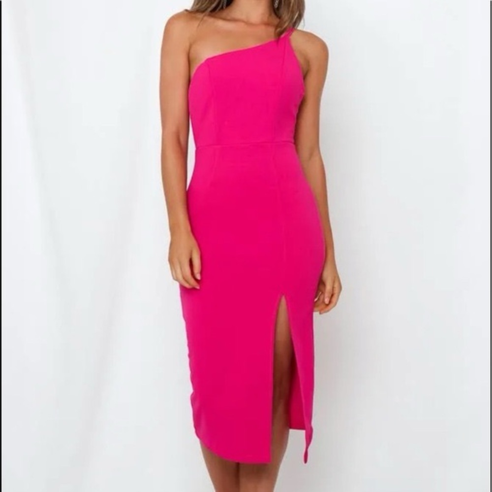 🩷Hello Molly Pink One-Shoulder wedding guest Dress size small